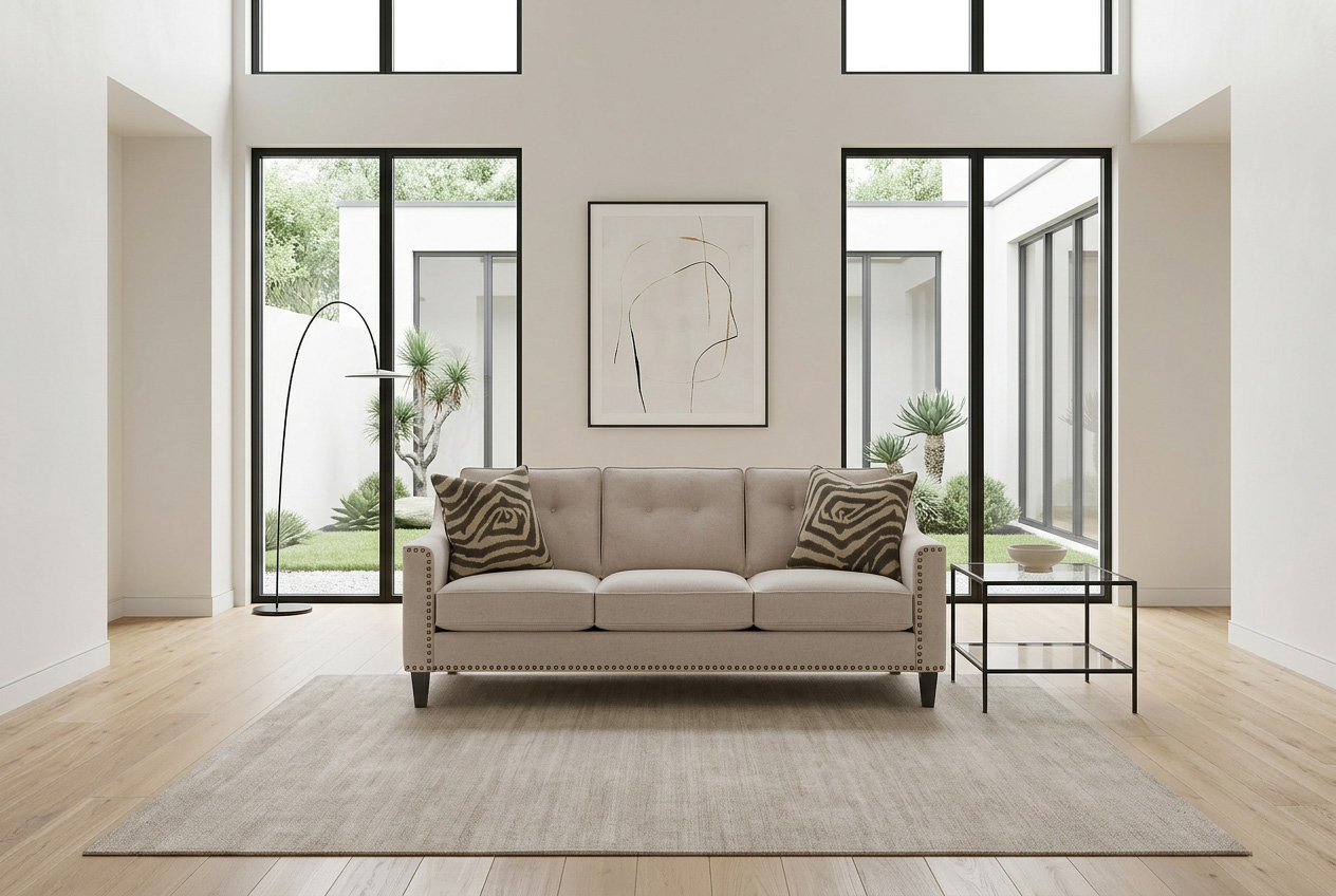 A custom sofa in a Berkeley living room