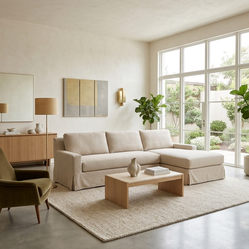 An upholstered sectional